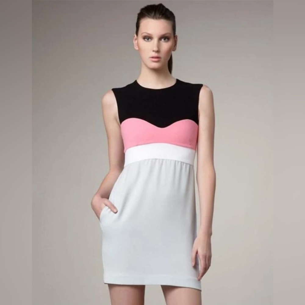 DVF Diane Von Furstenberg TAMIKA Colorblock Open Back Crepe Dress $345 size 8